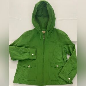 Talbots Wooded Vibrant Green Raincoat Size Medium